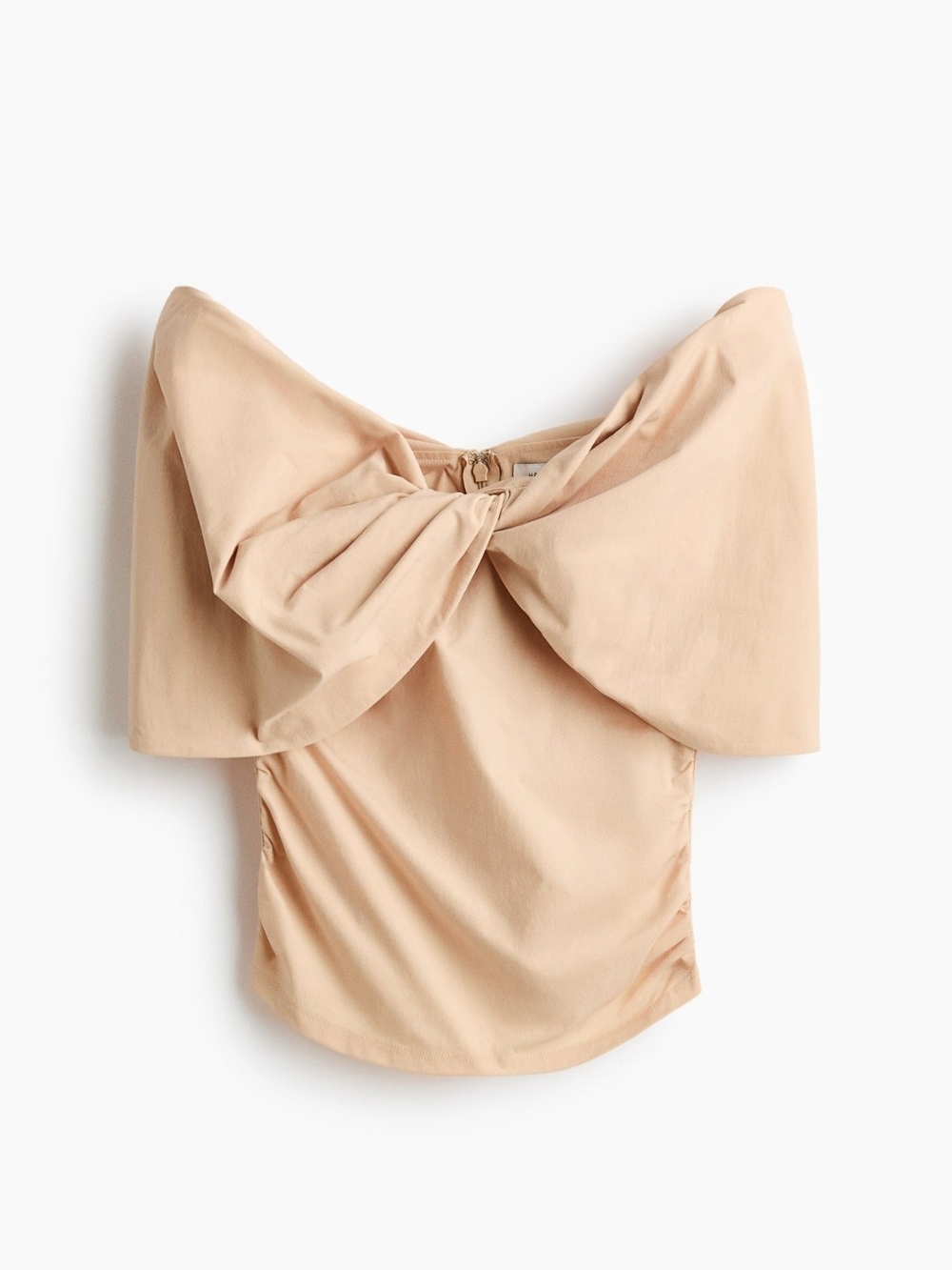 H&M EDITION Twist-Front Off-Shoulder Top in Nude size M